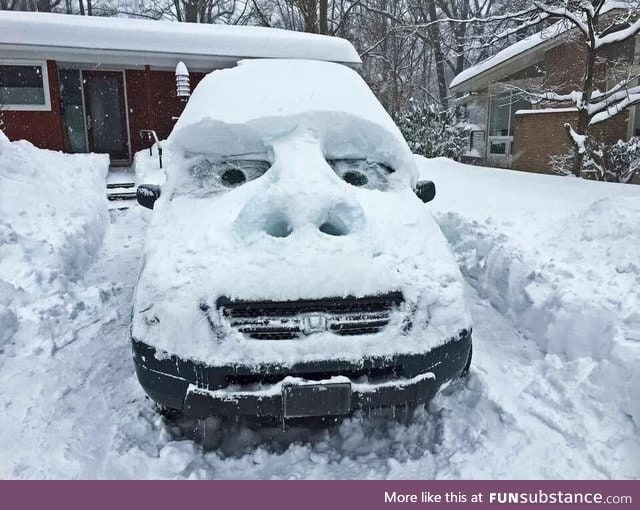 Car is enjoying the snow