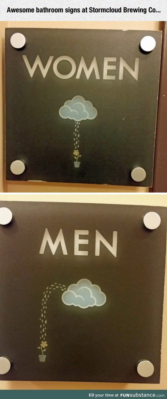 Clever bathroom signs