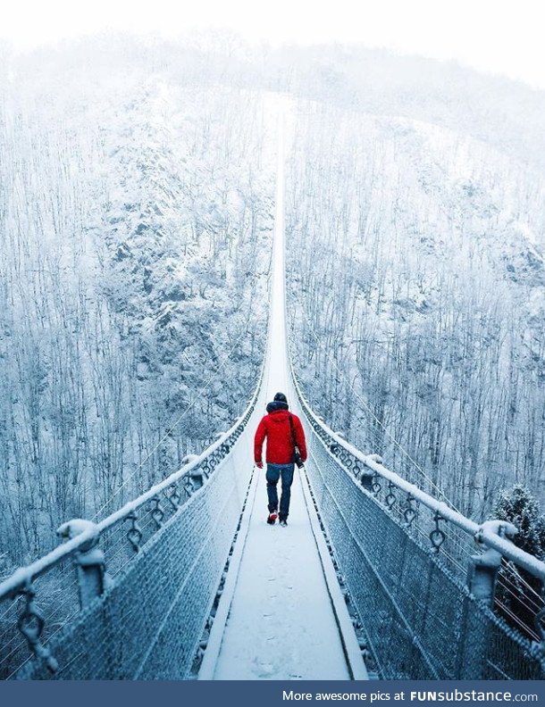 Snowy bridge in Germany