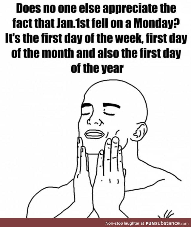 Isn't is amazing that the first day of the year is perfectly monday?