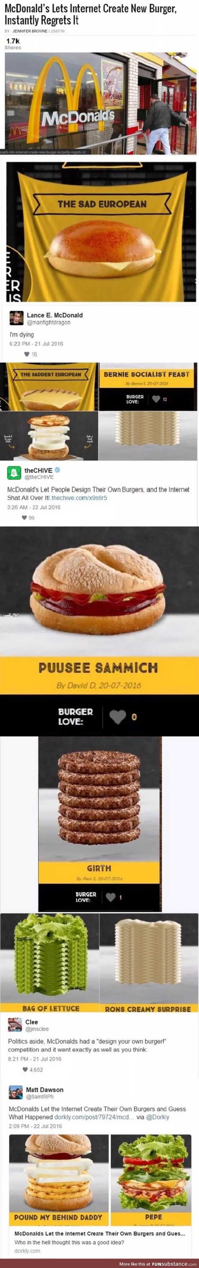 McDonald’s lets people design their own burgers.