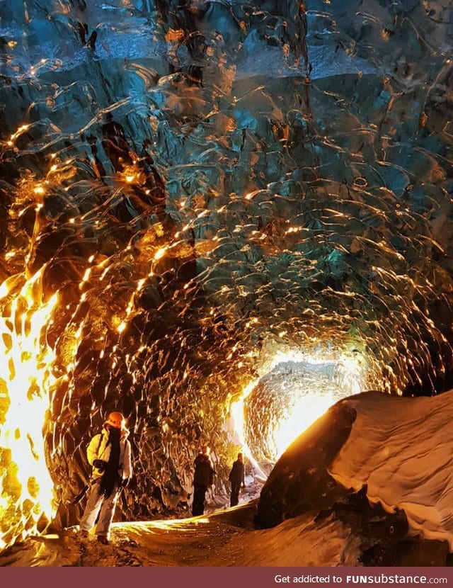 Sunset in a Ice Cave