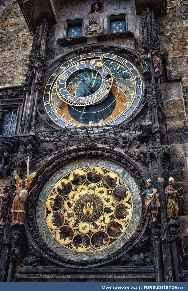 Installed in the year 1410, the giant outdoor clock in downtown Prague has been since