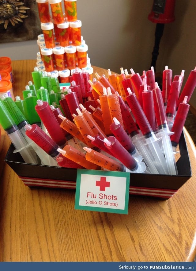 Jell-O shots in syringes for Medschool party
