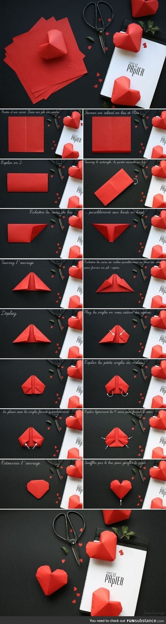 How to make a 3D heart origami