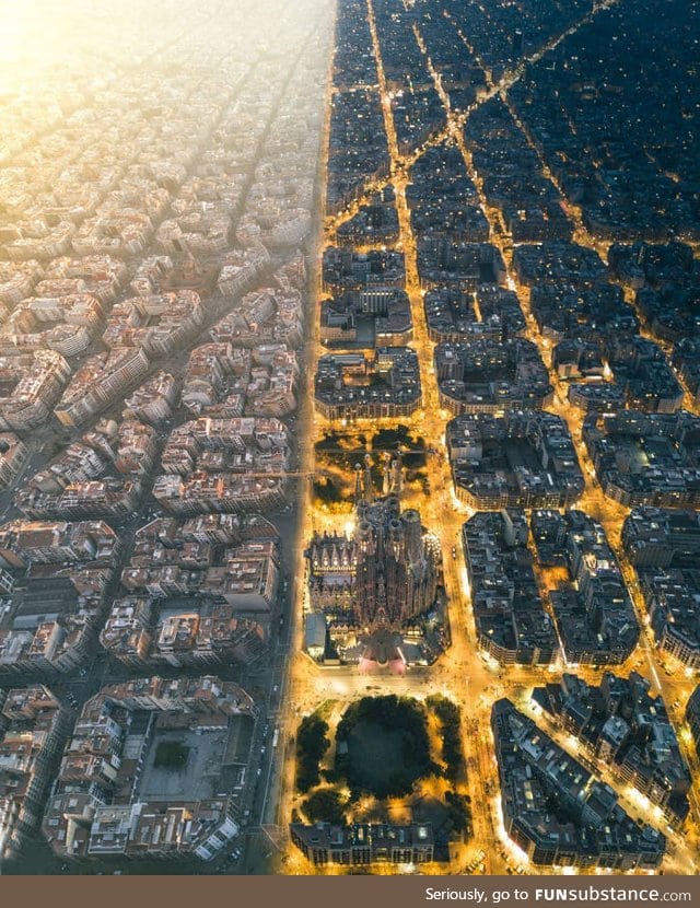 Day and night in Barcelona