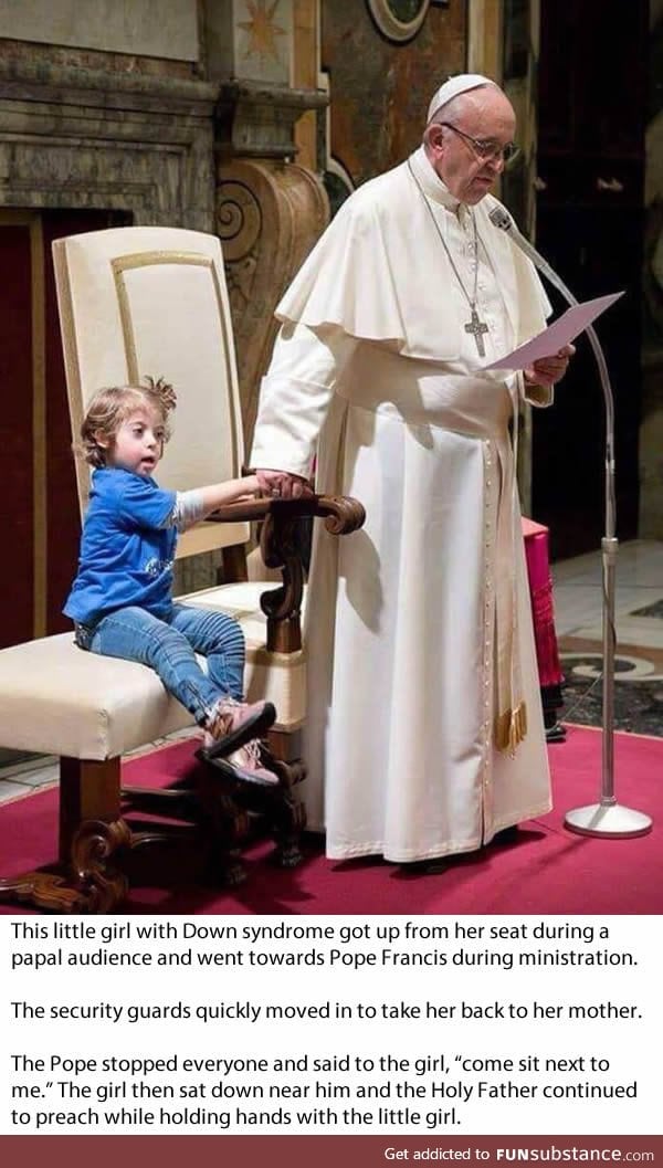 What pope did to this girl with down syndrome is probably the warmest thing you see today