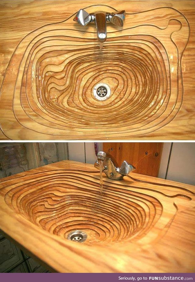 Topographical inspired wooden sink