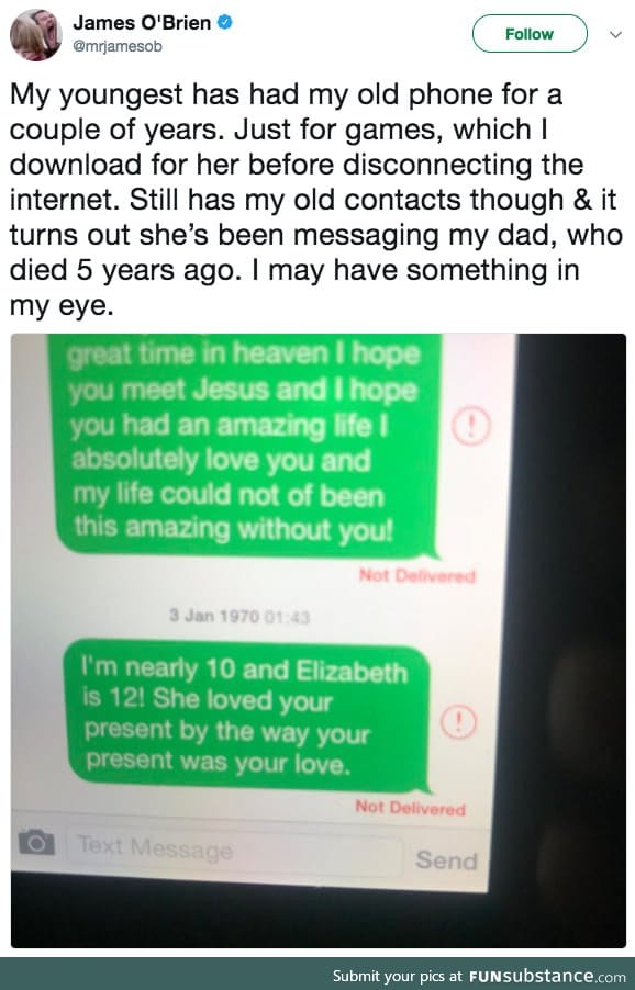 A little girl's texts to her late grandpa will leave you in tears
