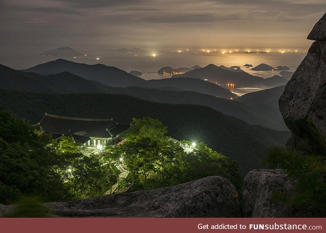 South Korean village at night