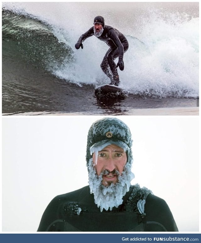 Winter surfing in -13 degrees in Sweden