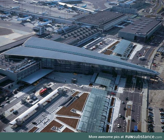 Terminal 3 of Copenhagen airport looks like a giant paper airplane