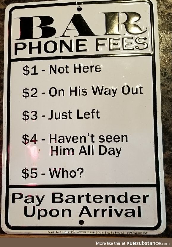 Bar phone fees