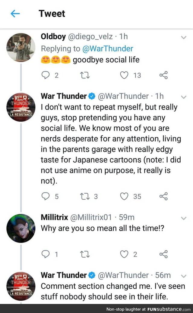 War thunder twitter account is savage
