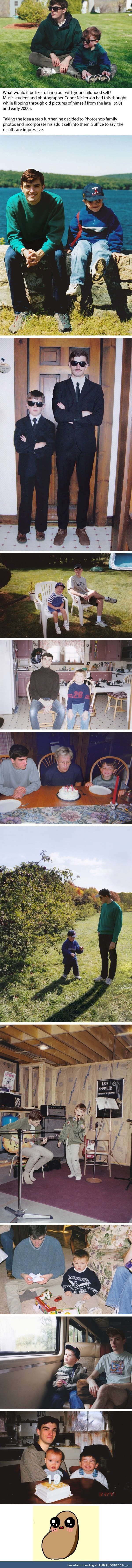 This man seamlessly photoshops himself into his old childhood photos