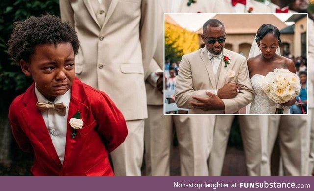 A 5-year-old boy was overcome with emotion as he watched his mother walk down the aisle