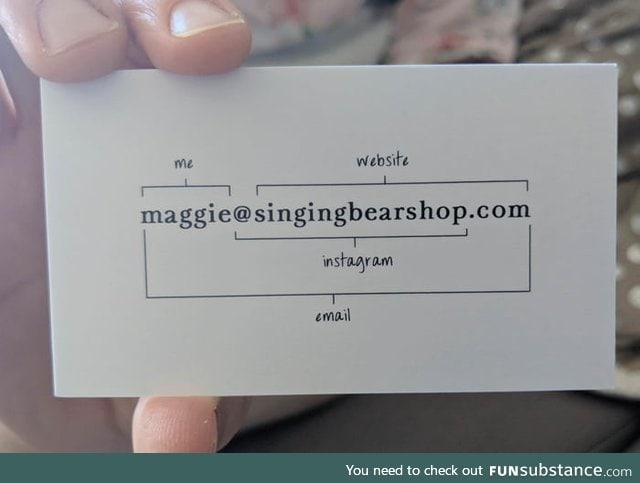 The back of this business card
