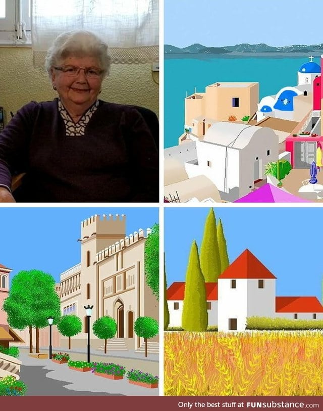 87-year-old woman uses MS Paint to create idyllic landscape art