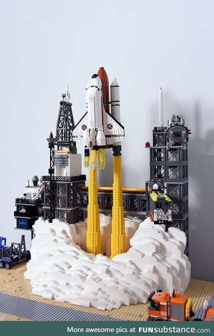 Space shuttle and station made from LEGOS