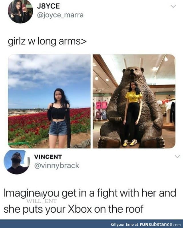 Girls with long arm
