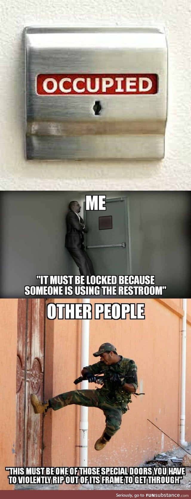 When a public restroom door is locked