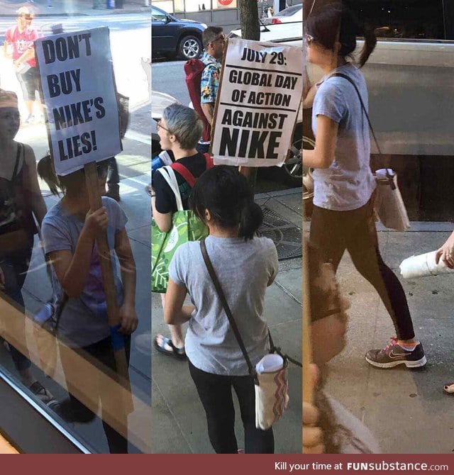 Protesting Nike... While wearing Nike