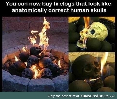 Skull shaped fire log