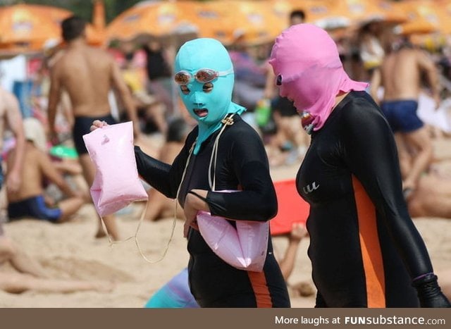 Not a Burkini, just a swimsuit for Chinese women who don't want to get a tan