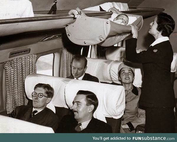 This is how babies used to fly on airplanes