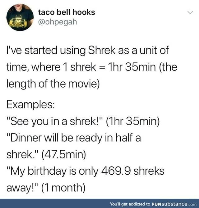 Shrek as a new unit of time