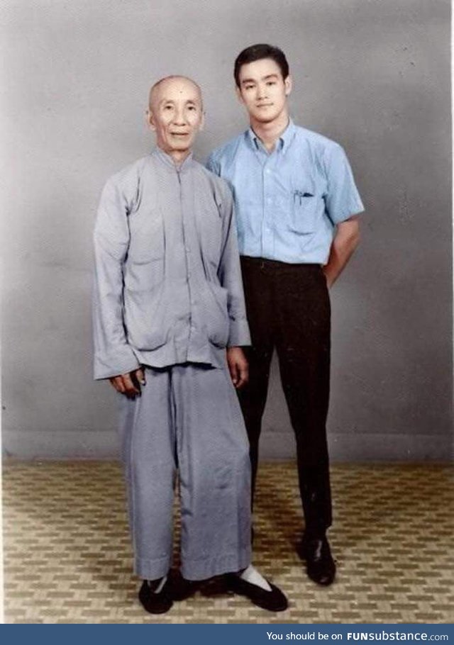 18-year-old Bruce Lee and his master