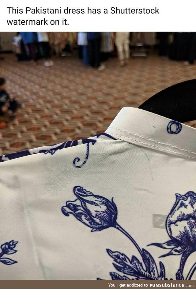 This Pakistani dress has the shutterstock watermark on it