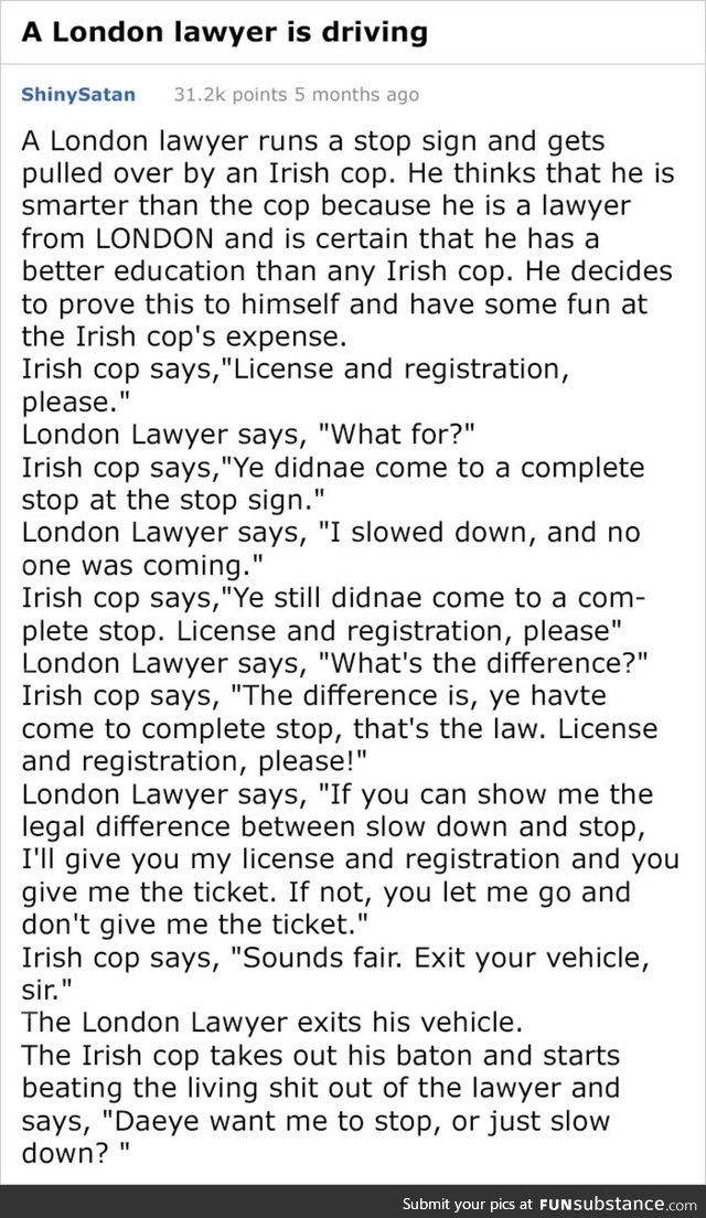 A london lawyer and an Irish cop