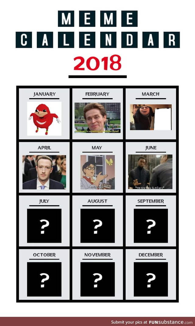 Meme Calendar 2018 ( so far )