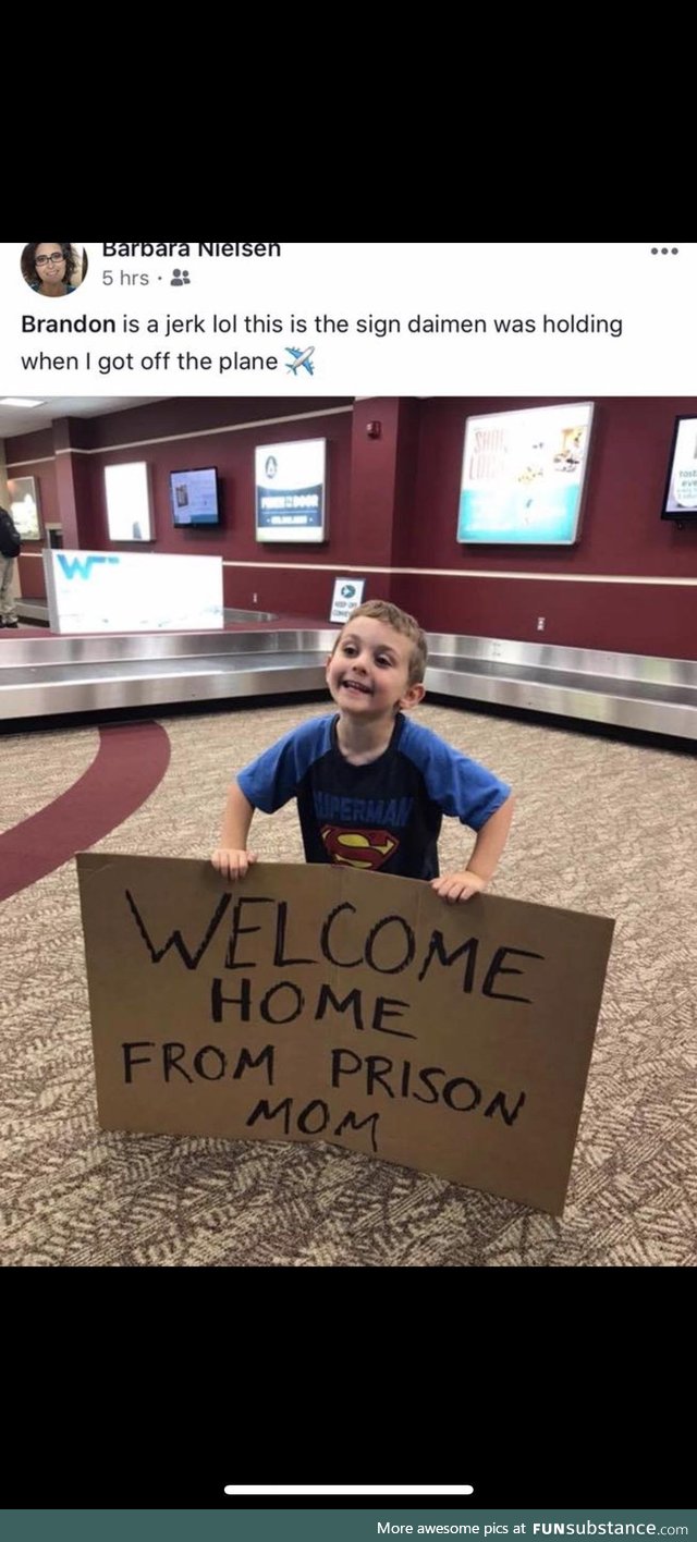 Welcoming mom home from the airport