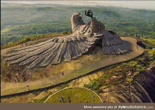 The world's largest bird sculpture in Jatayupara, India