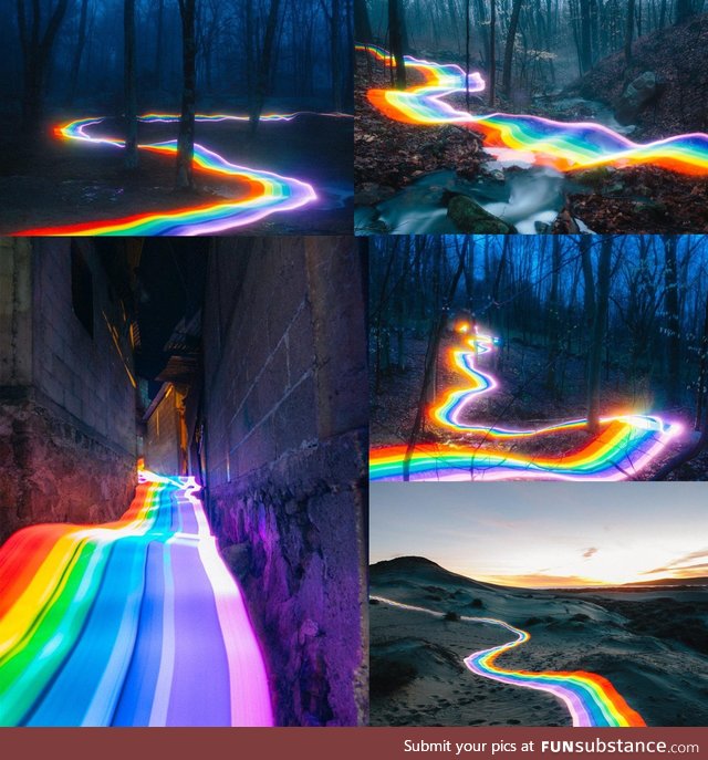 Artist used long exposure photography to capture rainbow