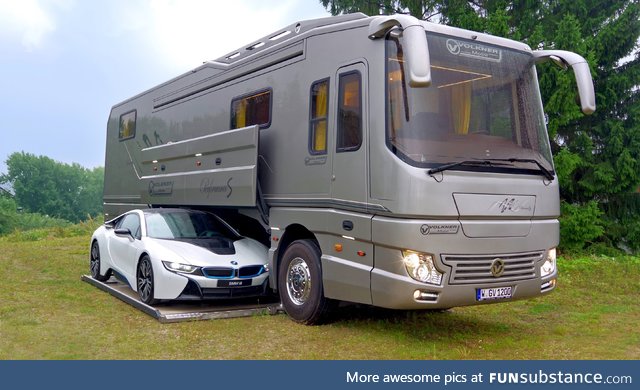 This is a $7.5M Motor Home. It has a garage