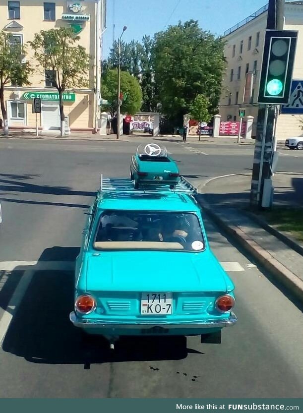 This car carrying a mini version of itself