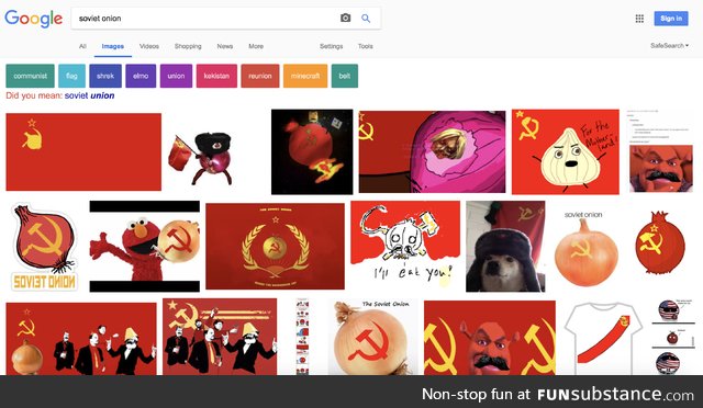 Accidentally typed "Soviet Onion" in Google Search, not disappointed