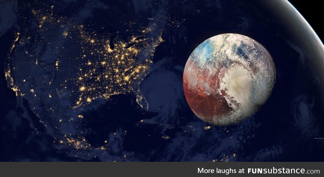 Pluto compared to North America