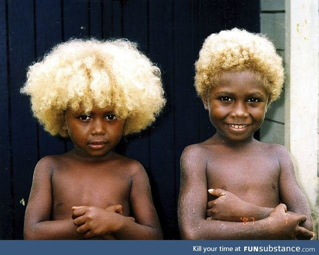 Naturally-blond Solomon Island children