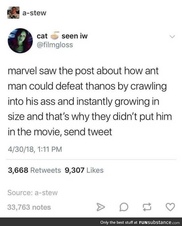 Antman would be too powerful