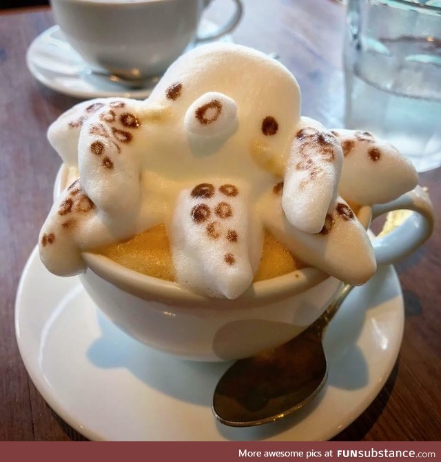 Talented Barista made a cute octopus Latte