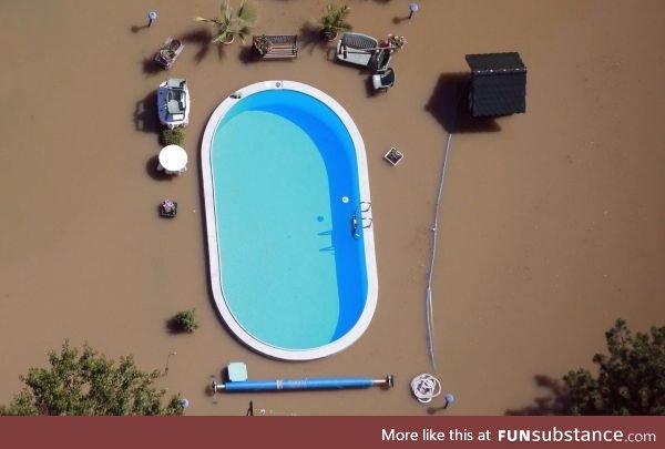 A pool in flood waters
