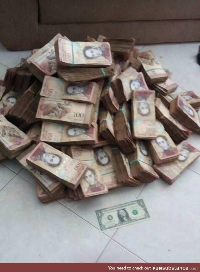 This pile of cash is the Venezuelan equivalent of one US dollar