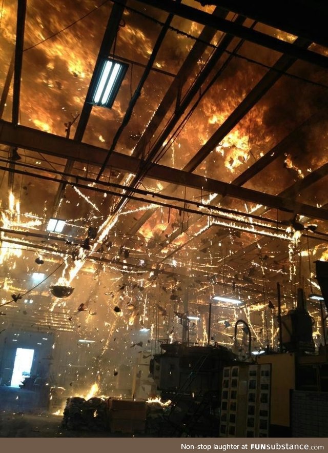 Fire inside a factory