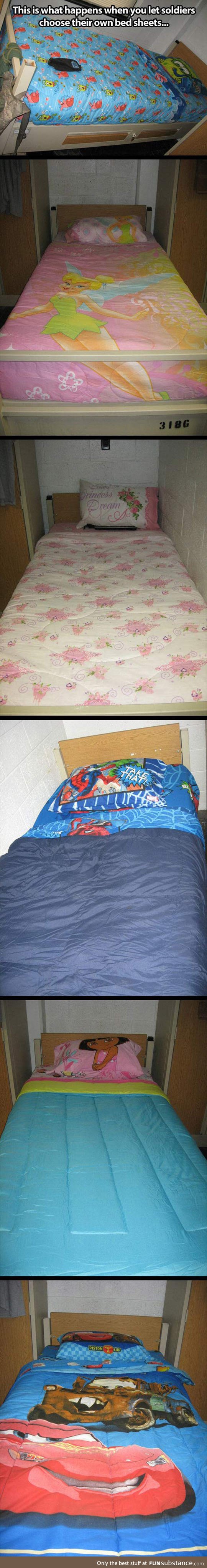 When you let soldiers choose their own bed sheets