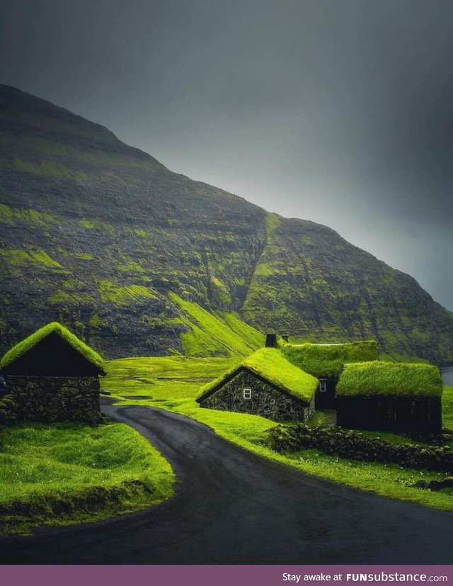 Grass-roofed village. ~ Faroe Islands
