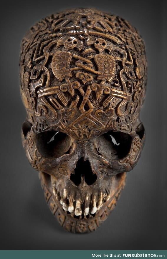 300 year old carved Tibetan skull